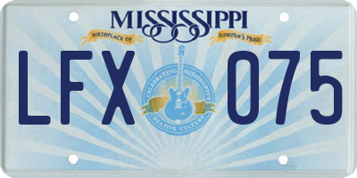 MS license plate LFX075