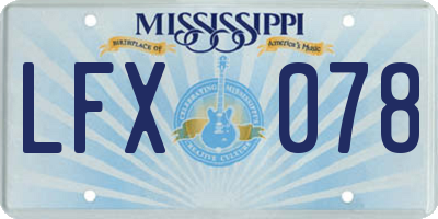 MS license plate LFX078