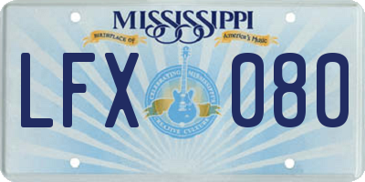 MS license plate LFX080