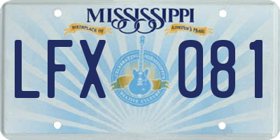 MS license plate LFX081