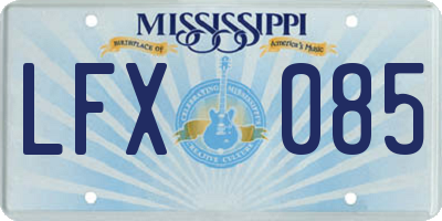 MS license plate LFX085