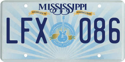 MS license plate LFX086