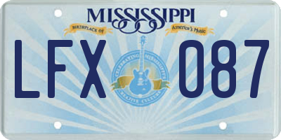 MS license plate LFX087