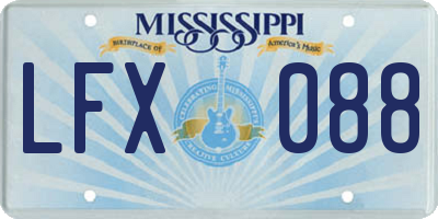 MS license plate LFX088