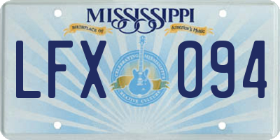 MS license plate LFX094