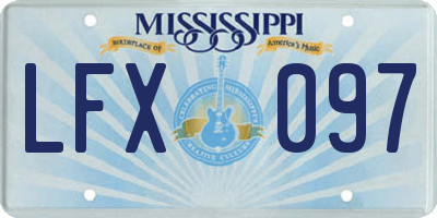 MS license plate LFX097