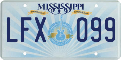 MS license plate LFX099