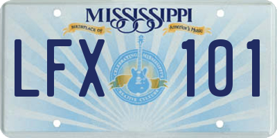 MS license plate LFX101