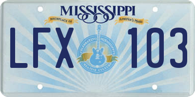 MS license plate LFX103