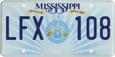 MS license plate LFX108