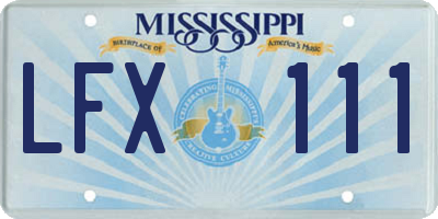 MS license plate LFX111