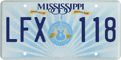 MS license plate LFX118