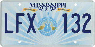 MS license plate LFX132