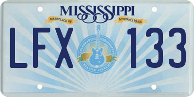 MS license plate LFX133