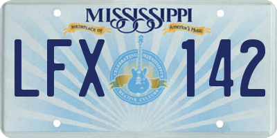 MS license plate LFX142