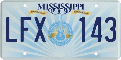 MS license plate LFX143