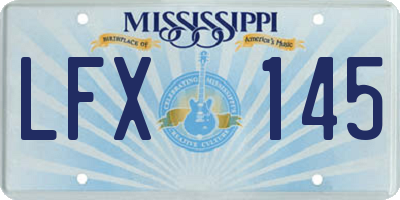MS license plate LFX145