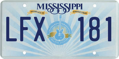 MS license plate LFX181
