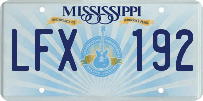 MS license plate LFX192
