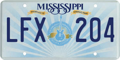 MS license plate LFX204