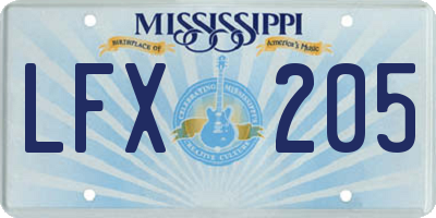 MS license plate LFX205