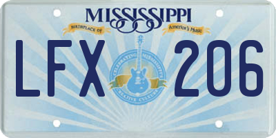 MS license plate LFX206