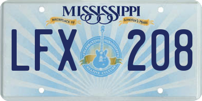 MS license plate LFX208