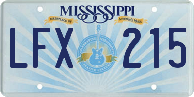 MS license plate LFX215