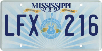 MS license plate LFX216