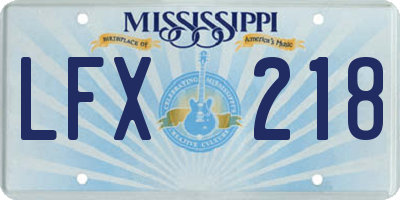 MS license plate LFX218