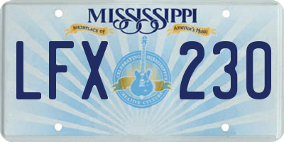 MS license plate LFX230