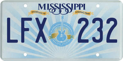 MS license plate LFX232