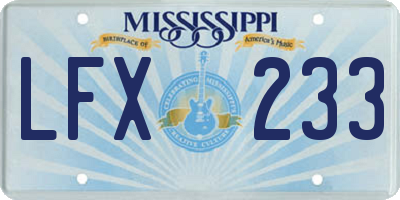 MS license plate LFX233