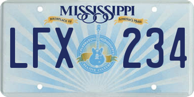 MS license plate LFX234