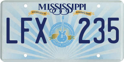 MS license plate LFX235