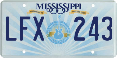 MS license plate LFX243