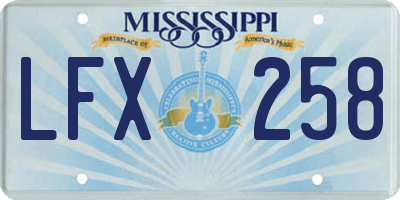 MS license plate LFX258
