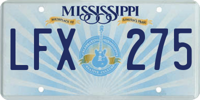 MS license plate LFX275