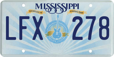 MS license plate LFX278