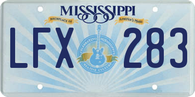 MS license plate LFX283