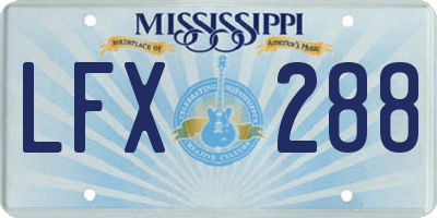 MS license plate LFX288