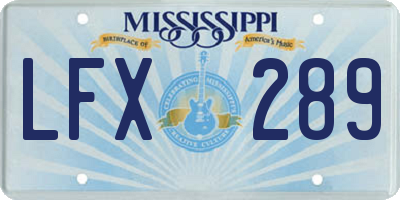 MS license plate LFX289