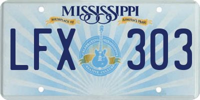 MS license plate LFX303