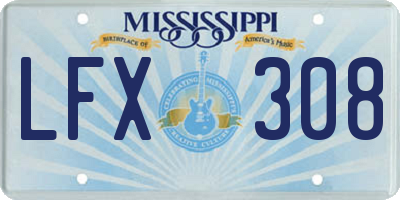MS license plate LFX308