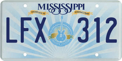 MS license plate LFX312