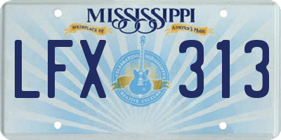 MS license plate LFX313