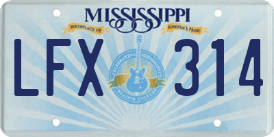MS license plate LFX314