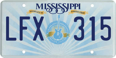 MS license plate LFX315