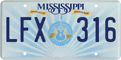 MS license plate LFX316