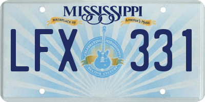 MS license plate LFX331